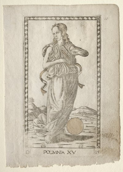 Polyhymnia heroïsche hymnen uit de Tarocchi-serie D..., voor 1467 door Master of the E Series Tarocchi
