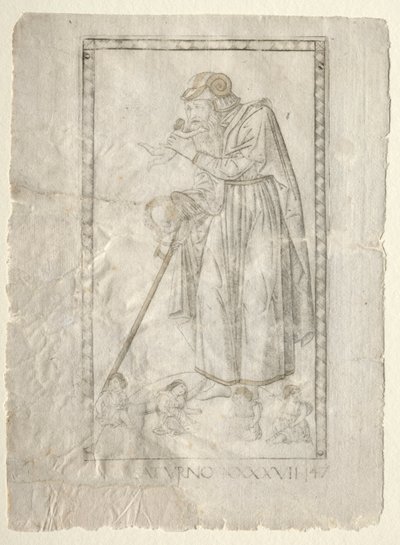 Saturnus (uit de Tarocchi, serie A: Firmamenten van het Universum, #47) door Master of the E Series Tarocchi