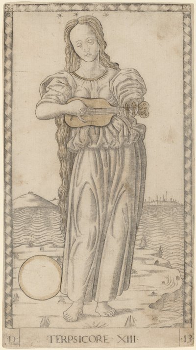 Terpsicore (Terpsichore) door Master of the E Series Tarocchi