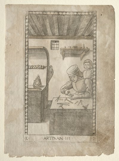 De Ambachtsman uit de Tarocchi, serie E: Condities van de Mens, #3, voor 1467 door Master of the E Series Tarocchi