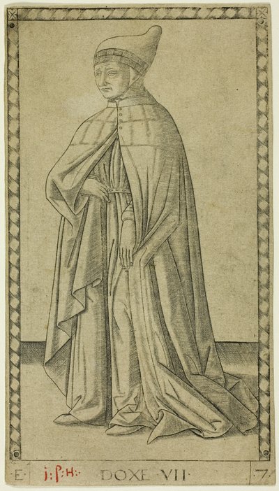 De Doge, plaat zeven uit De rangen en standen van de mens door Master of the E Series Tarocchi