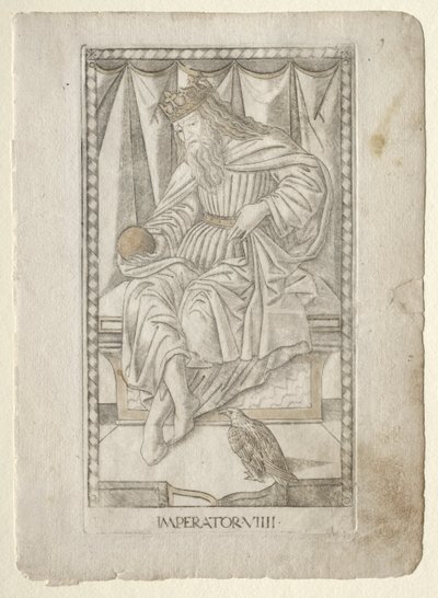 De Keizer uit de Tarocchi, serie E: Condities van de Mens, #9, voor 1467 door Master of the E Series Tarocchi