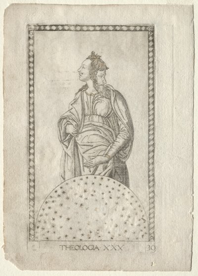 Theologie uit de Tarocchi, serie C: Vrije Kunsten, #30, voor 1467 door Master of the E Series Tarocchi