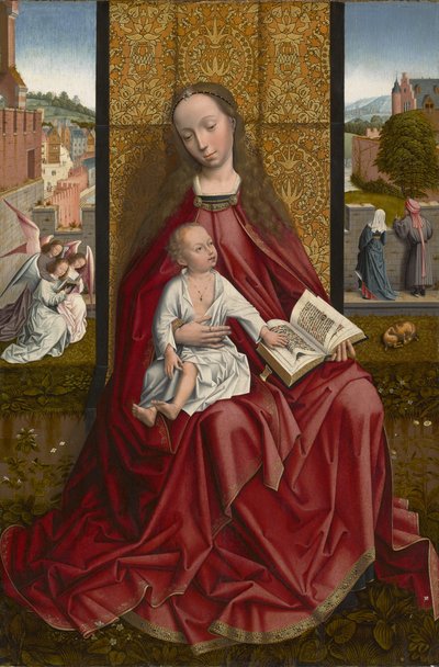 De Maagd en Kind op de Troon, ca. 1500 door Master of the Embroidered Foliage