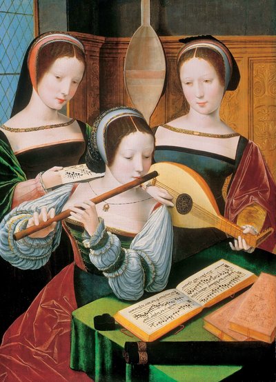 Nederlands: Musicerend gezelschap Vrouwelijke Musici / Drie musicerende dames door Master of the Female Half Lengths