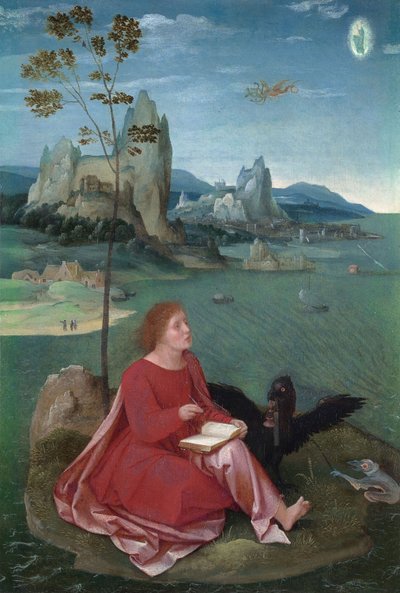 Johannes op Patmos door Master of the Female Half Lengths
