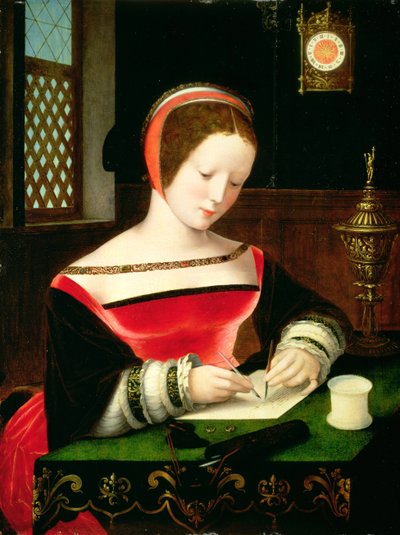 St. Maria Magdalena Schrijvend door Master of the Female Half Lengths