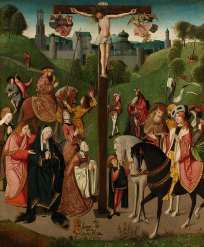De kruisiging (Christus aan het kruis) door Master of the Figdor Deposition (circle of)