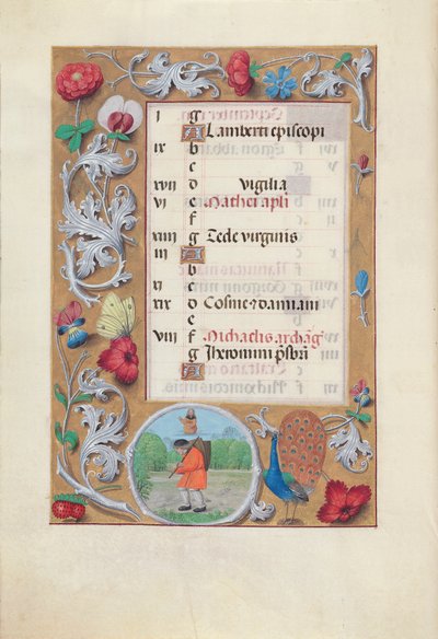 Uren van Koningin Isabella de Katholieke, Koningin van Spanje:  Fol. 10v, september door Master of the First Prayerbook of Maximillian