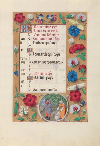 Uren van Koningin Isabella de Katholieke, Koningin van Spanje:  Fol. 12r, november door Master of the First Prayerbook of Maximillian