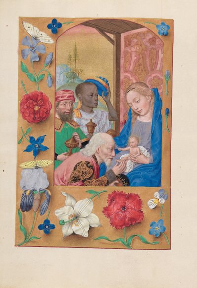 Getijdenboek van koningin Isabella de Katholieke van Spanje: Fol. 136v, Aanbidding der Wijzen door Master of the First Prayerbook of Maximillian