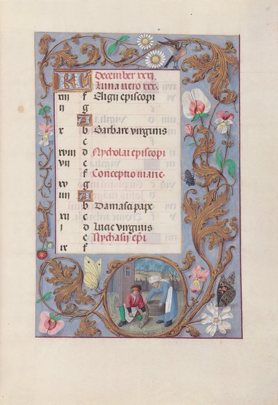 Uren van Koningin Isabella de Katholieke, Koningin van Spanje:  Fol. 13r, december door Master of the First Prayerbook of Maximillian