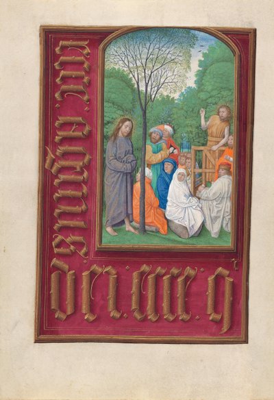 Uren van Koningin Isabella de Katholieke, Koningin van Spanje: Fol. 169v, St. Johannes de Doper, c. 1500 door Master of the First Prayerbook of Maximillian