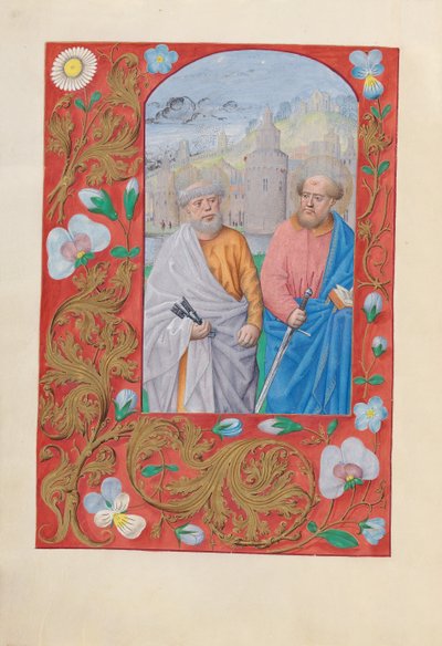 Getijdenboek van koningin Isabella de Katholieke, koningin van Spanje: Fol. 173v, Heiligen Petrus & Paulus, c. 1500 door Master of the First Prayerbook of Maximillian