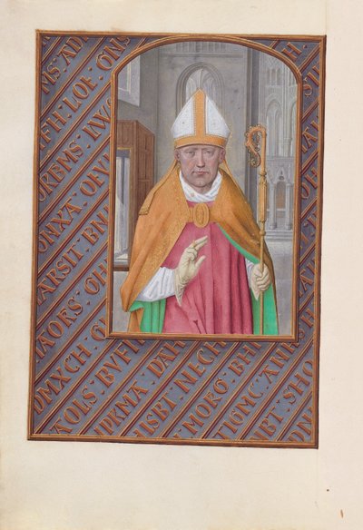 Uren van koningin Isabella de Katholieke, koningin van Spanje: Fol. 183v, St. Nicolaas, ca. 1500 door Master of the First Prayerbook of Maximillian