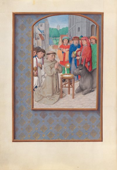 Uren van Koningin Isabella de Katholieke, Koningin van Spanje:  Fol. 187v, St. Antonius van Padua door Master of the First Prayerbook of Maximillian
