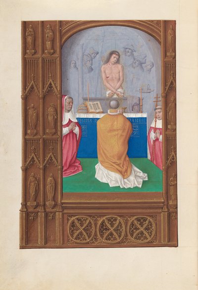 Uren van Koningin Isabella de Katholieke, Koningin van Spanje:  Fol. 264v, H. Gregoriusmis door Master of the First Prayerbook of Maximillian