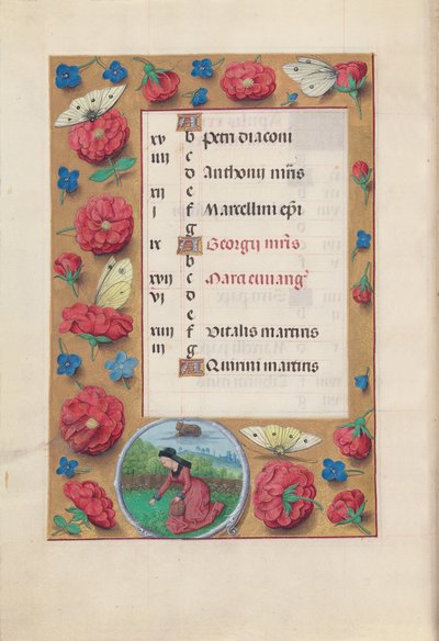 Uren van Koningin Isabella de Katholieke, Koningin van Spanje:  Fol. 5v, April door Master of the First Prayerbook of Maximillian