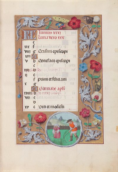 Uren van Koningin Isabella de Katholieke, Koningin van Spanje:  Fol. 7r, juni door Master of the First Prayerbook of Maximillian