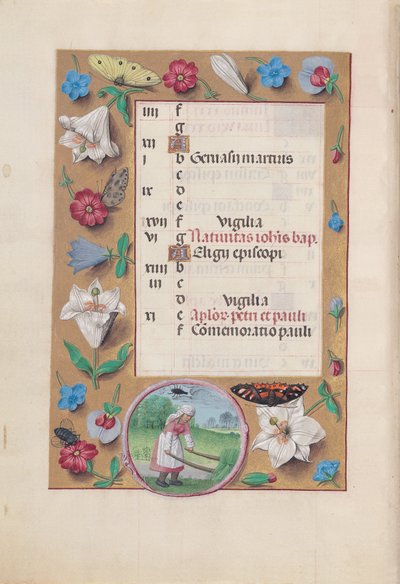 Uren van Koningin Isabella de Katholieke, Koningin van Spanje:  Fol. 7v, juni door Master of the First Prayerbook of Maximillian
