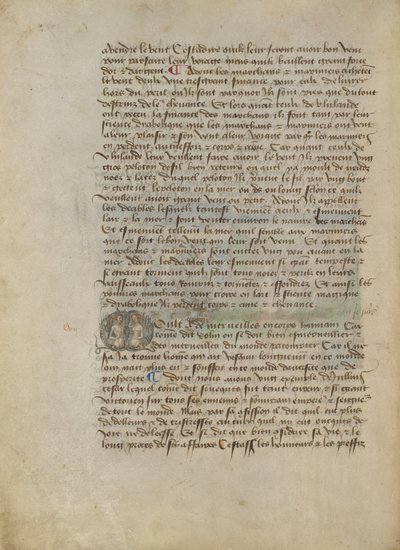 Historiated Initial M: Portret van een man en een vrouw op buste door Master of the Geneva Boccaccio