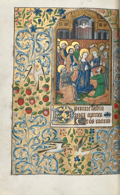 Getijdenboek (gebruik van Rouen): fol. 99v, Pinksteren door Master of the Geneva Latini