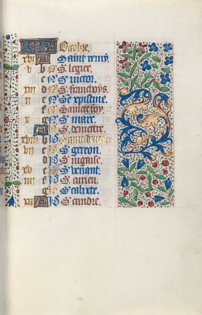 Getijdenboek Gebruik van Rouen: fol. 10r, c. 1470 door Master of the Geneva Latini