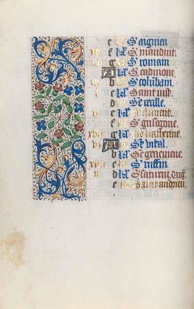Getijdenboek Gebruik van Rouen: fol. 11v, ca. 1470 door Master of the Geneva Latini