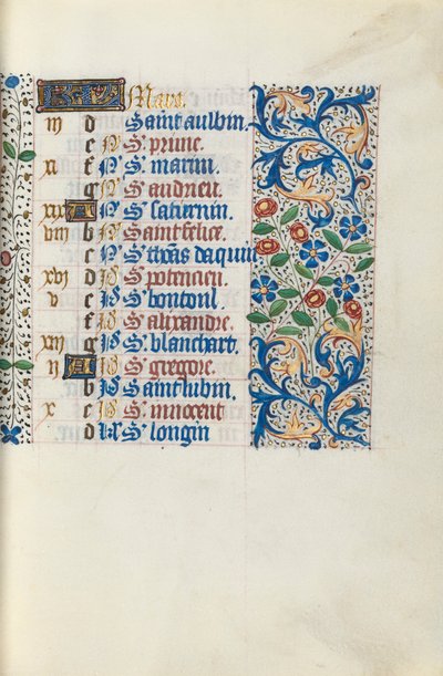 Getijdenboek Gebruik van Rouen: fol. 3r, c. 1470 door Master of the Geneva Latini