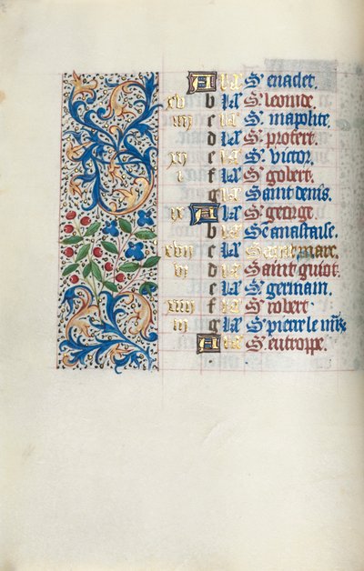 Getijdenboek Gebruik van Rouen: fol. 4v, c. 1470 door Master of the Geneva Latini
