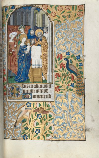 Getijdenboek Gebruik van Rouen: fol. 67r, Presentatie van het Christuskind in de Tempel, ca. 1470 door Master of the Geneva Latini
