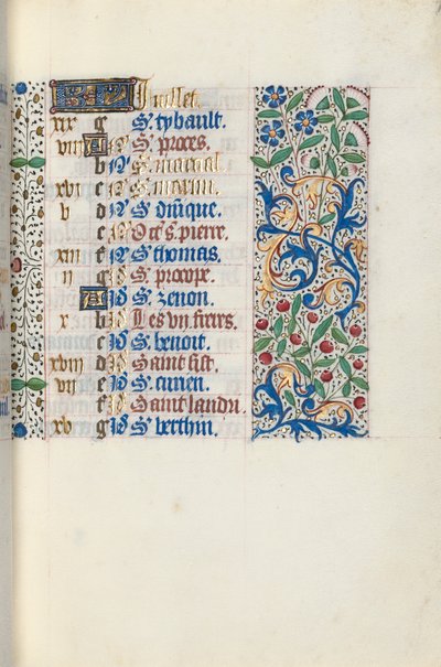 Getijdenboek Gebruik van Rouen: fol. 7r, c. 1470 door Master of the Geneva Latini