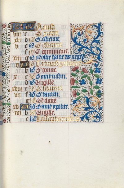 Getijdenboek Gebruik van Rouen: fol. 8r, ca. 1470 door Master of the Geneva Latini