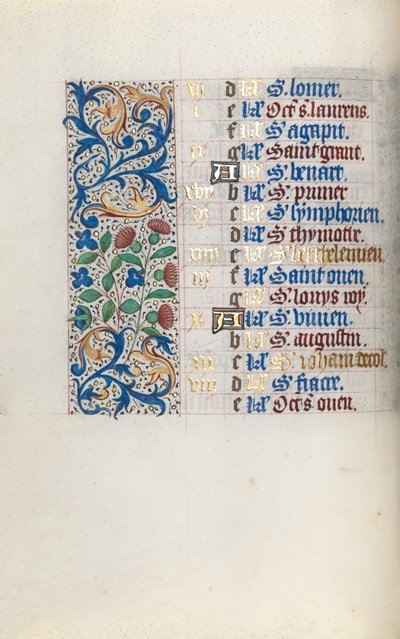 Getijdenboek Gebruik van Rouen: fol. 8v, ca. 1470 door Master of the Geneva Latini