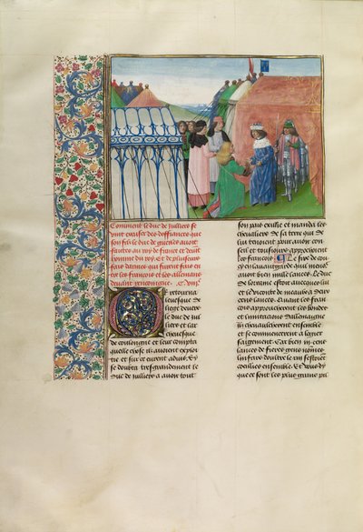 Koning Karel VI van Frankrijk ontvangt de hertog van Jülich door Master of the Getty Froissart