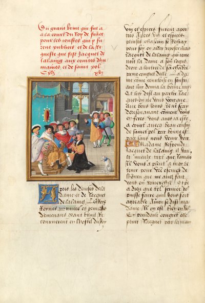 Jacques de Lalaing knielend voor de graven van Maine en Saint-Pol door Master of the Getty Lalaing