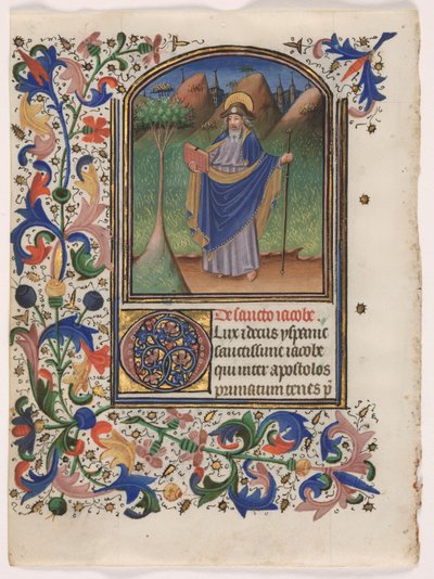 Blad uit een Getijdenboek: Sint Jacobus de Meerdere door Master of the Gold Scrolls