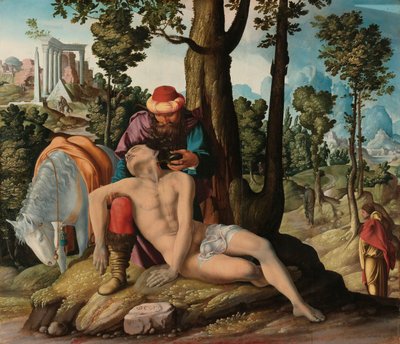 De Barmhartige Samaritaan door Master of the Good Samaritan