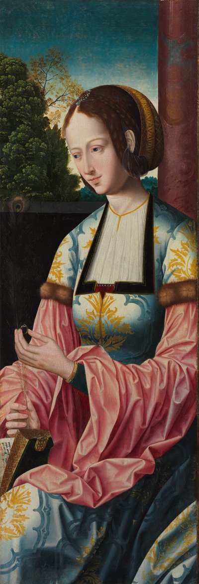 Heilige Barbara, ca. 1520 (tempera op houtpaneel) door Master of the Holy Blood