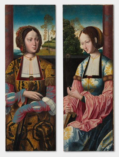Heilige Catharina en Heilige Barbara paar, ca. 1520 door Master of the Holy Blood