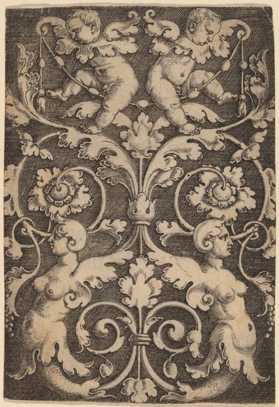 Staand Ornament met Twee Sirenen door Master of the Horse Heads