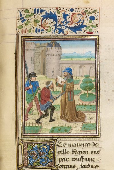 De dood van Parmenion, ca. 1470-1475 door Master of the Jardin de vertueuse consolation
