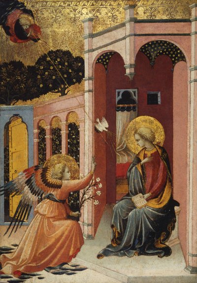Annunciatie, Florentijnse School, ca. 1430-40 door Master of the Judgement of Paris