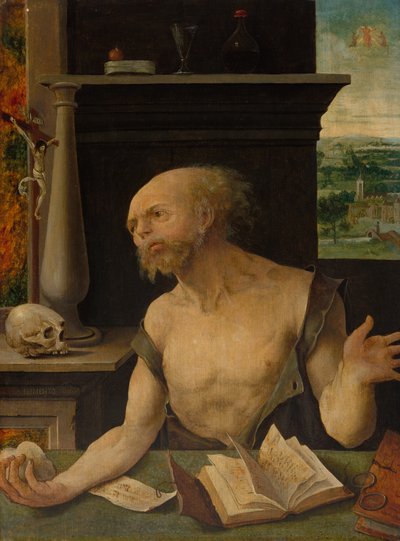 Hiëronymus in boetedoening door Master of the Lille Adoration