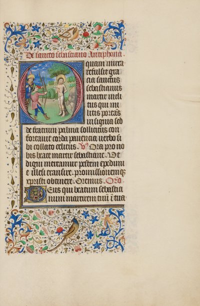 Begin O: Het martelaarschap van Sint Sebastiaan door Master of the Llangattock Hours