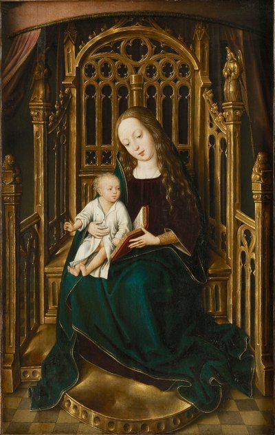 De Maagd en het kind op de troon door Master of the Magdalen Legend