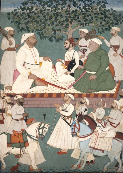 Maharaja Sidh Sen ontvangt een ambassade, ca. 1700-10 door Master of the Mandi atelier
