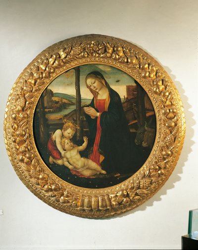 Madonna en Kind met St. Johannes door Master of the Miller Tondo (attr. to)