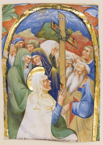 De vondst van het Heilige Kruis. Uit een manuscript Graduale, ca. 1420 door Master of the Murano Gradual