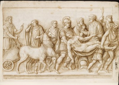 Verso: de terugkeer van Meleager, van een Romeins sarcofaag, Rome, Palazzo Barberini, ca. 1512-17 door Master of the Oxford Album